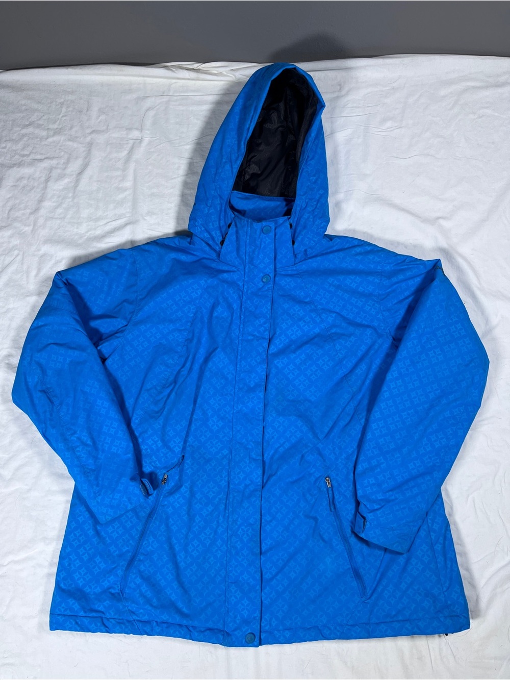 Columbia Blue Hooded Women's Jacket - Lightweight Waterproof Coat Size 2X Winter
